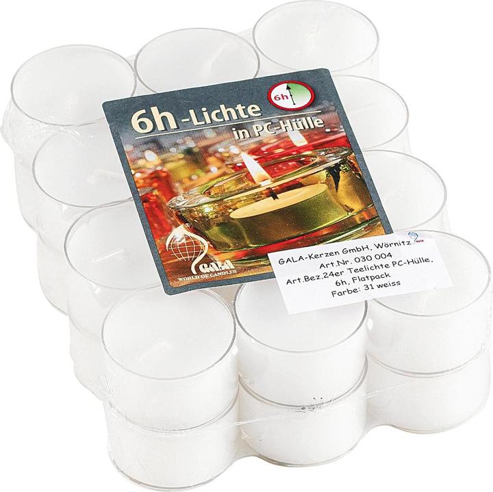 Produktbild Gala Teelichte Klarsichthülle Ø4cm 24er weiss (24 Stk.)
