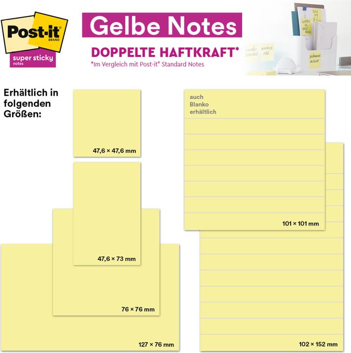 Actual product image Post-it Adhesive notes package yellow (76 x 127 mm)