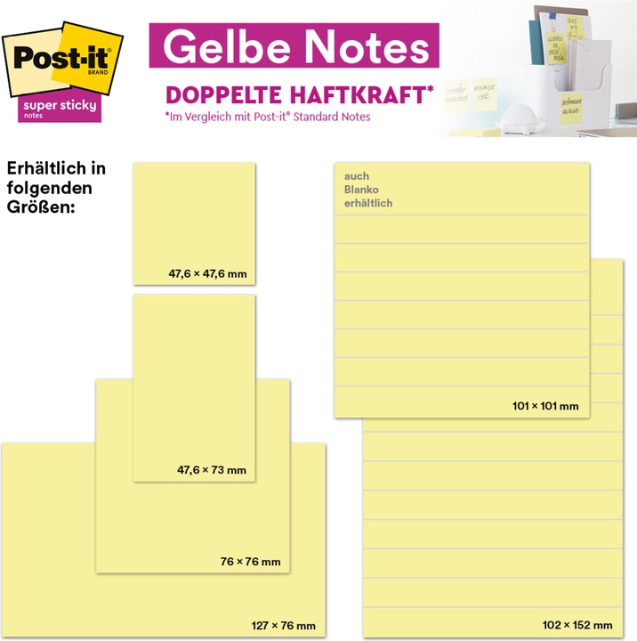 Immagine prodotto Post-it Pacchetto note adesive giallo (76 x 127 mm)