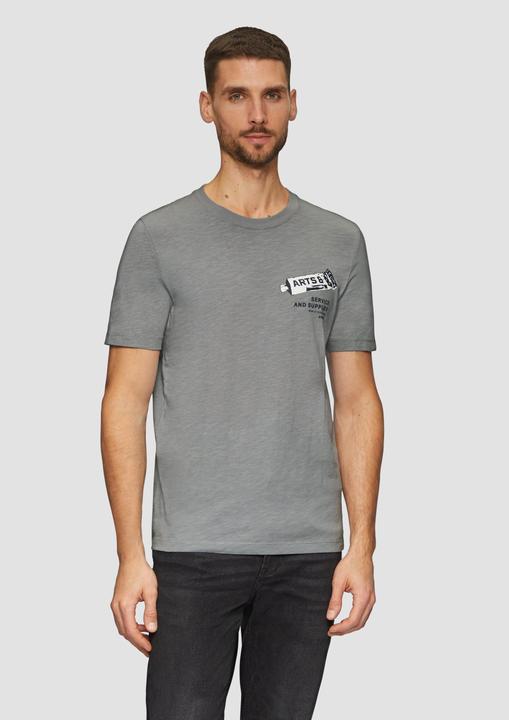 Produktbild S.Oliver T-Shirt Baumwoll-T-Shirt mit Frontprint und Flammgarnstruktur (L)