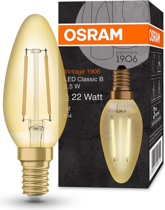 Produktbild Osram Vintage 1906 Led Classic B (E14, 2.50 W, 220 lm, 1 x, F)