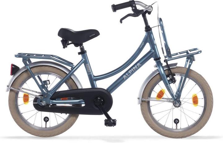 Produktbild Alpina Fietsen Cargo Fahrrad - 16 Zoll - Stahlblau Matt - Transportbike - Kinderrad mit Rack - Blau