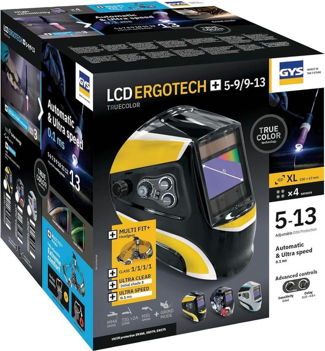 Image du produit GYS Casque de soudure LCD Ergotech+ 5-9 / 9-13 Black True Color