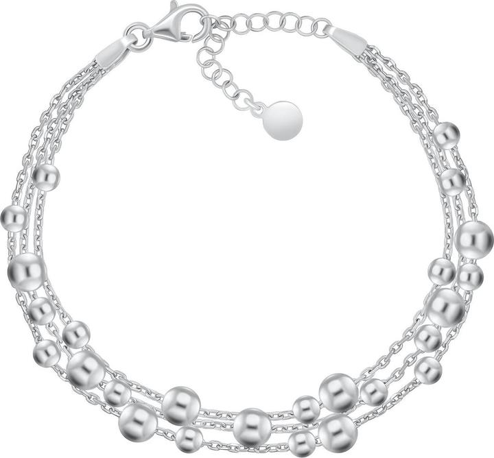 Actual product image Brilio Silver - Triple silver bracelet with beads BRC117W