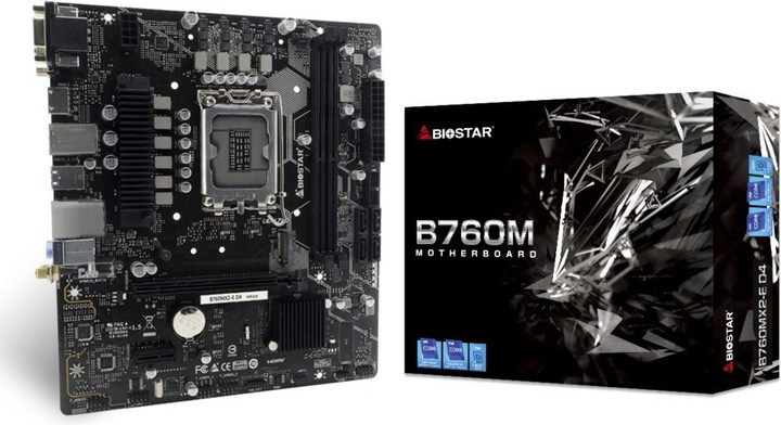Image du produit Biostar MB B760MX2-E D4 (B760,S1700,mATX,Intel) (LGA 1700, Intel B760, mATX)