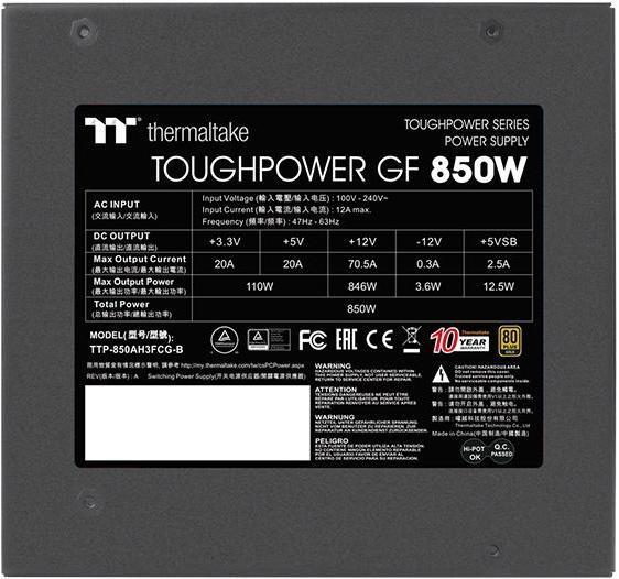 Actual product image Thermaltake Toughpower GF 850W Power Supply 20+4 pin ATX Black (850 W)