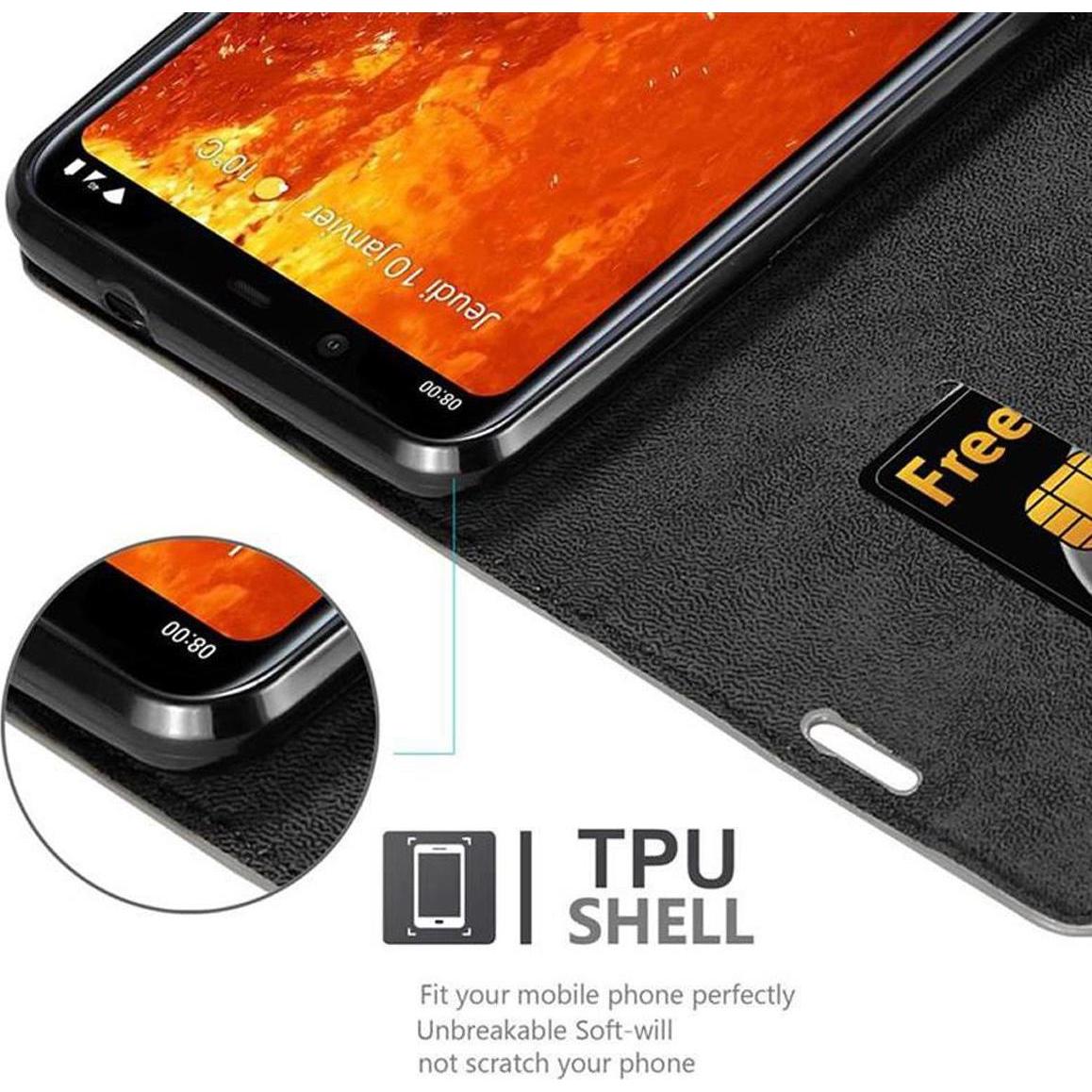 Thumbnail - Cadorabo Book Invisible Magnet Cover (Nokia 8.1), Smartphone Hülle, Braun