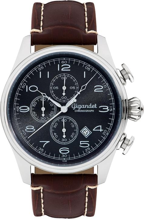 Image du produit Gigandet Chronographe analogique élégant étanche avec bracelet en cuir (Chronographe)