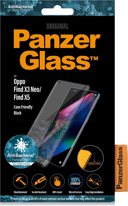 Image du produit PanzerGlass Oppo Find X3 Neo Etui Friendly Antibactérien noir (1 pièce(s), Oppo Find X3 Neo, Oppo Find X5)