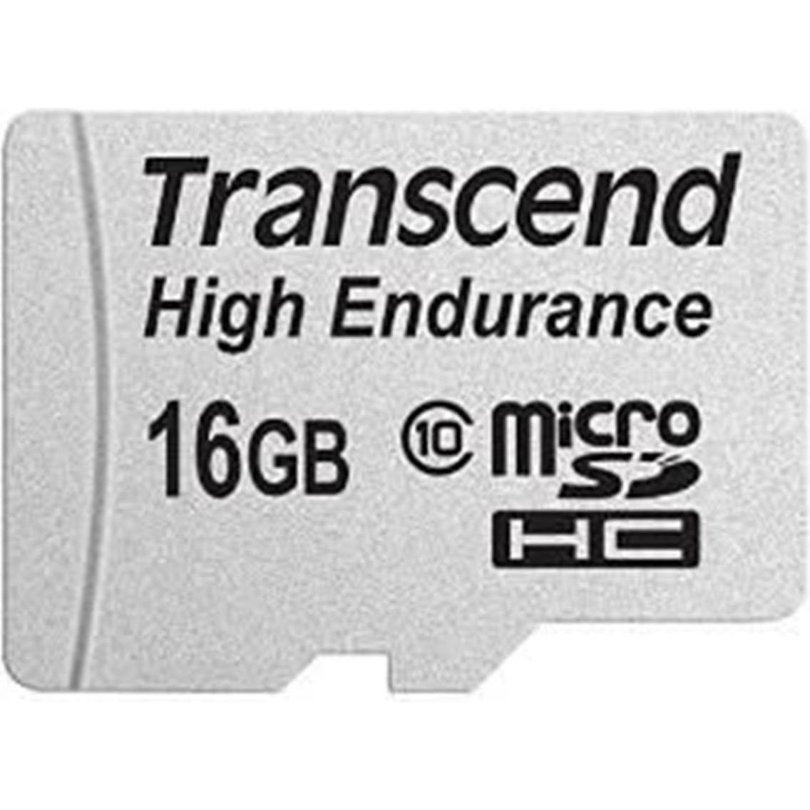 Transcend high-endurance (16 GB, microSDHC, U1, UHS-I), Scheda di memoria, Nero, Argento
