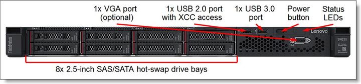 Produktbild Lenovo ThinkSystem SR630 (Intel Xeon Silver 4208, 16 GB, Rack Server)