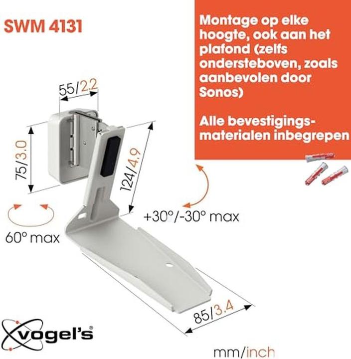 Produktbild Vogels SWM 4131 (1 Stk., Wandmontage, Drehbar, Neigbar)