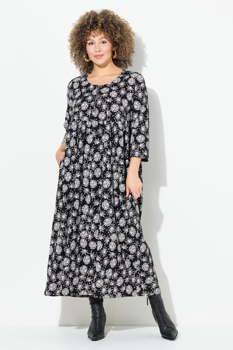 Produktbild Ulla Popken Jersey-Midikleid, Pusteblumen, Rundhals, 3/4-Arm (54)