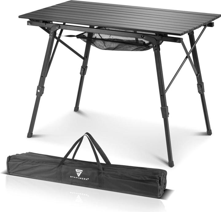 Stahlwerk Campingtisch CT-30 ST Faltbarer und höhenverstellbarer Alu-Klapptisch