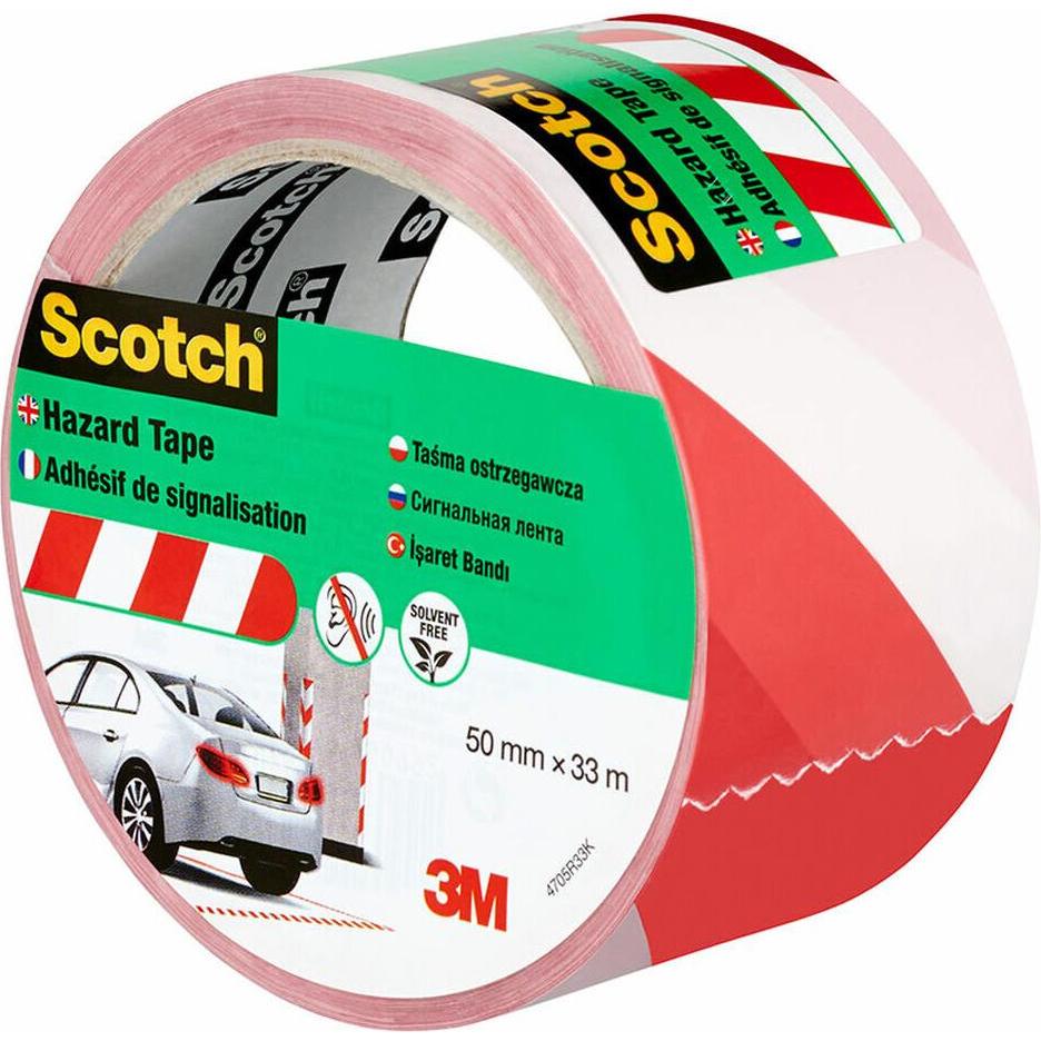 Scotch, Barriera, 3M Red & White Hazard Tape 50mm x 33m