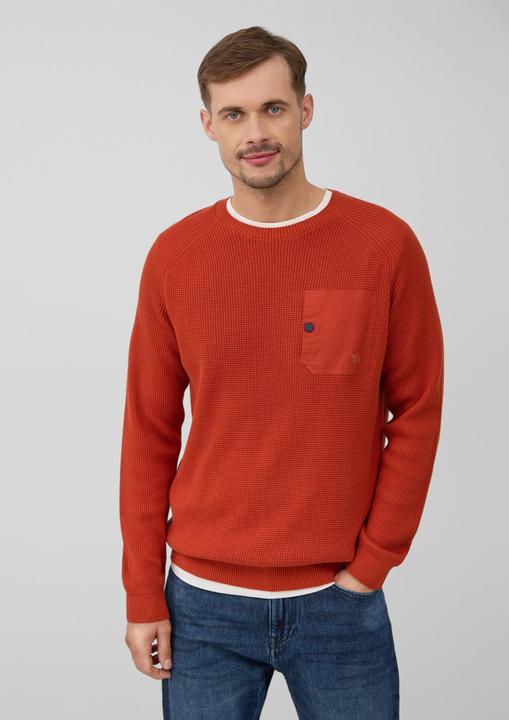 Produktbild s.Oliver Strickpullover Strickpullover mit Brusttasche und Druckknopf (XL)