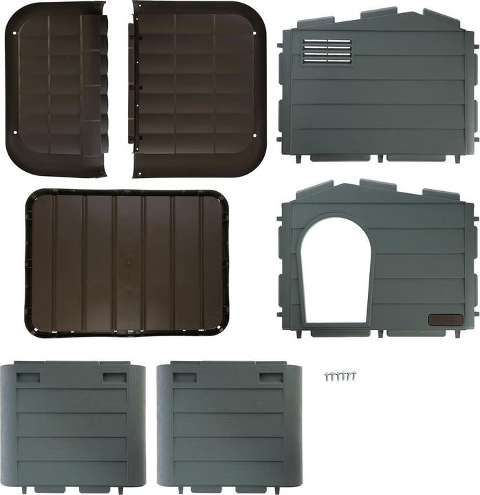 Immagine prodotto Kerbl 81341 Casetta per gatti Paola Eco, aspetto mediterraneo, plastica riciclata, grigio-verde-marrone (Gatto)