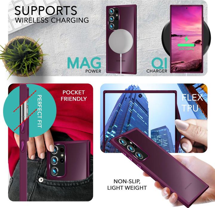 Immagine prodotto Nalia Cover ibrida semitrasparente con 2x vetro di protezione del display e 2x vetro della fotocamera (Samsung Galaxy S23 Ultra)