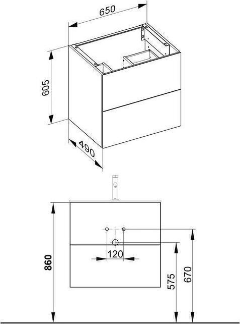 Produktbild Keuco Waschtischunterbau X-LINE 650x605x490mm anthrazit