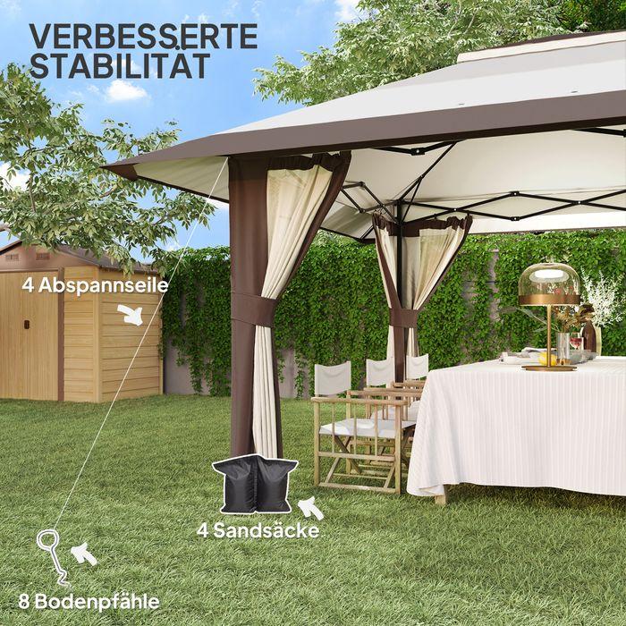 Actual product image Swisshandel24 Faltpavillon 4x4m Wasserdicht Höhenverstellbar, Beige (400 cm, 400 cm)