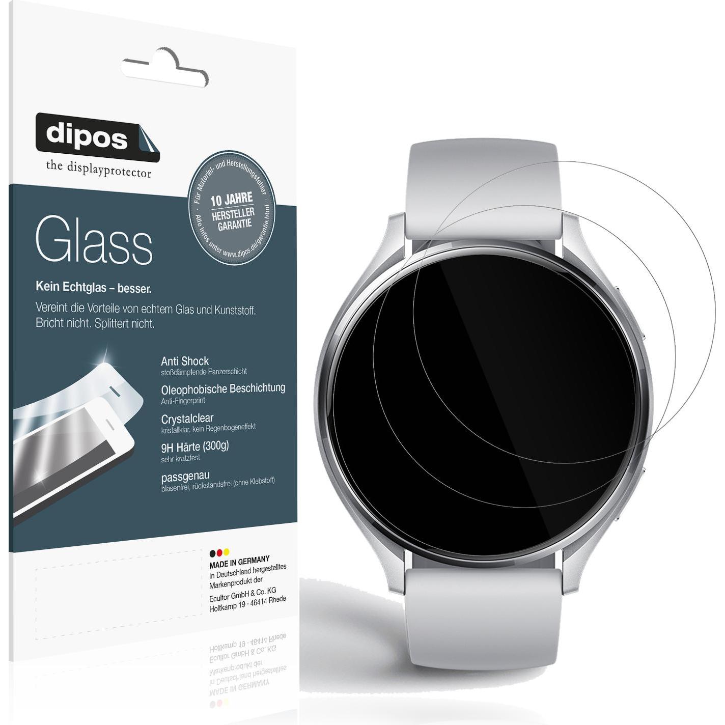 Dipos Anti-Shock Displayschutz 9H, Smartwatch Schutzfolie, Transparent