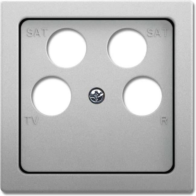 Busch-Jaeger, Zubehör Schalterprogramm, Zentralscheibe fr Antennendose 4-loch Busch Jaeger 1743/10-04-866 Pur edelstahl