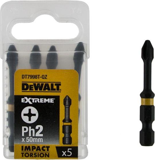 Produktbild DeWalt Phillips PH2 Schraubendreherbit, Typ Schlagschrauberbit, 5teilig (Kreuz Phillips PH)