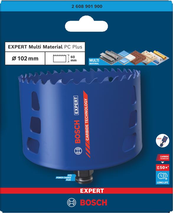 Actual product image Bosch Professional Zubehör Bosch Blau Zubehör 2608901900 EXPERT Power-Change Lochsäge Multi Material 102mm (102 millimetres)