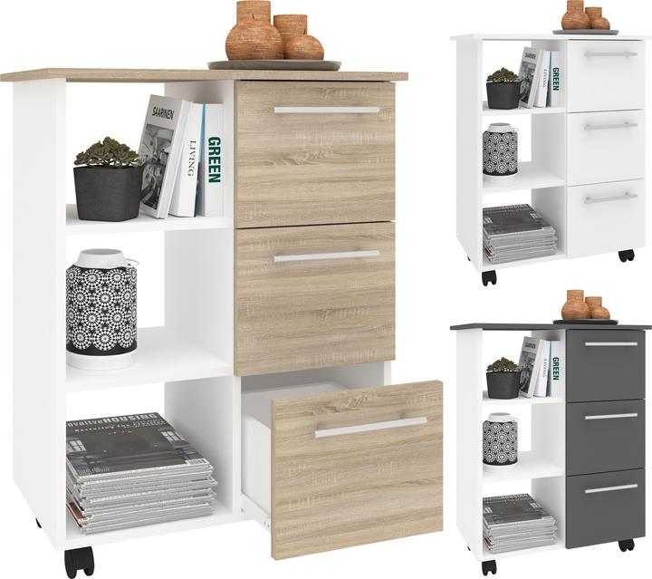 Immagine prodotto VCM Holz Küchenwagen Servierwagen Rollwagen Ablage rollbar Rollen Schublade Esilo