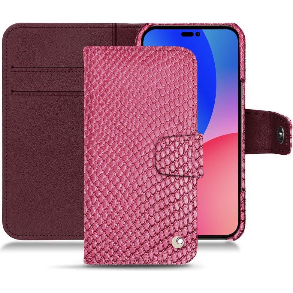 Noreve Lederschutzhülle Wallet (Apple iPhone 14 Pro Max), Smartphone Hülle, Rosa