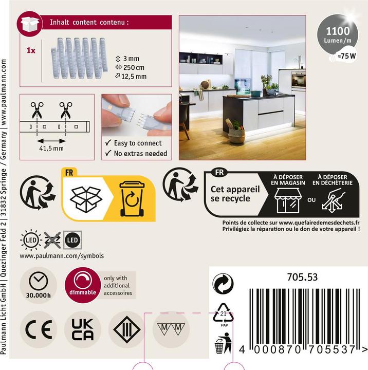 Image du produit Paulmann MaxLED 1000 Stripe (Blanc froid, 250 cm, Intérieur)