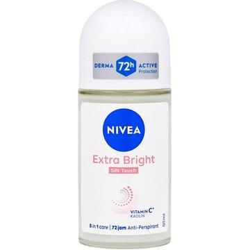 NIVEA, Deodorante, Women's Rollon Antiperspirant Extra Bright Silk Touch 50 Ml (Roll-on, 50 ml)