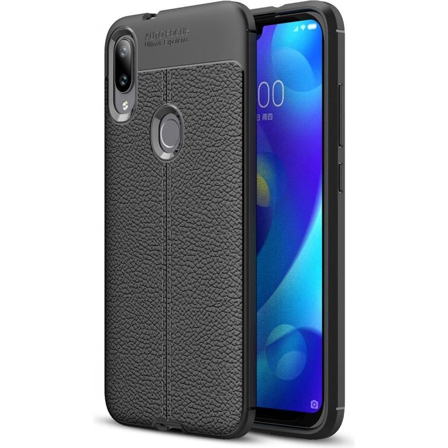 Screenguard Xiaomi Mi Play Hülle Leather Design TPU Cover (Xiaomi Mi Play), Smartphone Hülle, Schwarz
