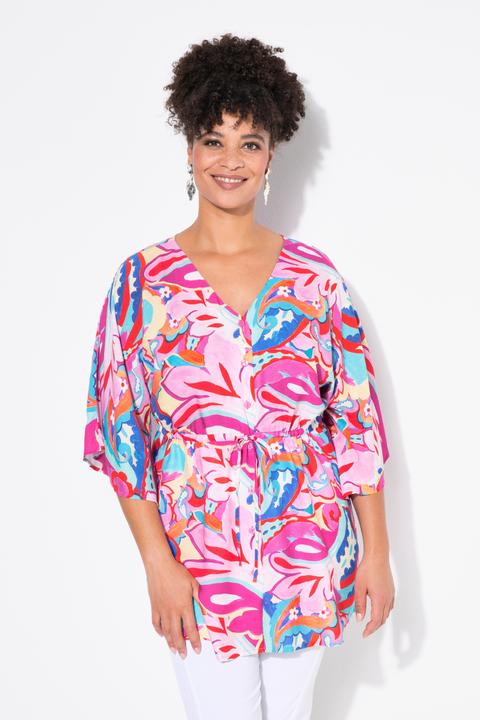Produktbild Miamoda Kimonobluse, A-Linie, Alloverdruck, Taillen-Tunnelzug (46, 48)