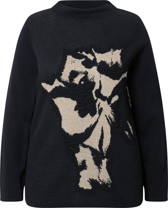 Immagine prodotto Ulla Popken Maglione con fiori, glitter, collo alto e maniche lunghe (46, 48)