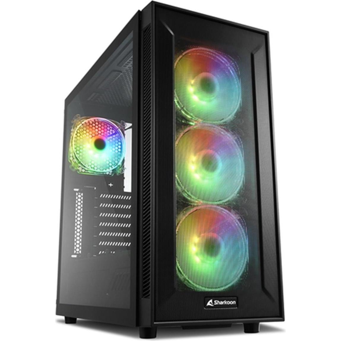Sharkoon TG6M RGB Tower (ATX, mATX, Mini-ITX), PC Gehäuse, Schwarz