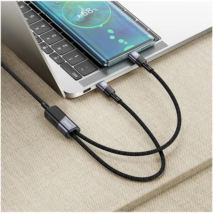 Actual product image Hoco Cable Cable 2in1 USB C to USB C / USB C 5A 100W 1,2 m U139 black (1.20 m, 100 W)