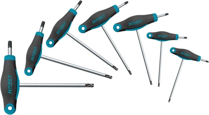 Produktbild HAZET Schraubendreher Satz ∙ mit T-Griff 829KKT/7 ∙ Innen TORX Profil ∙ T9 ∙ T10 ∙ T15 ∙ T20 ∙ T25… (T-profil)