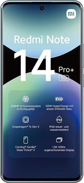 Image du produit Xiaomi Redmi Note 14 Pro+ 5G (512 Go, Bleu givre, 6.67", Double SIM, 200 Mpx, 5G)