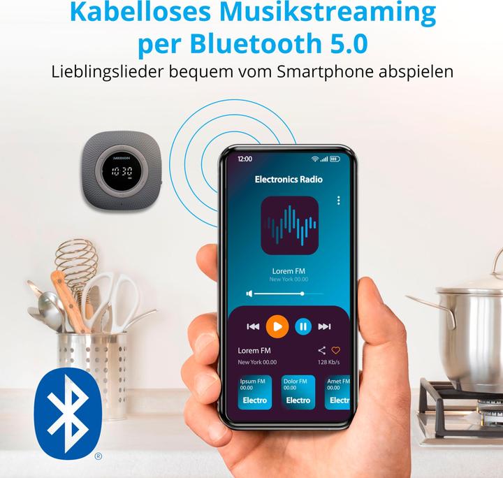 Actual product image Medion P66096 Shower Radio (FM, Bluetooth)