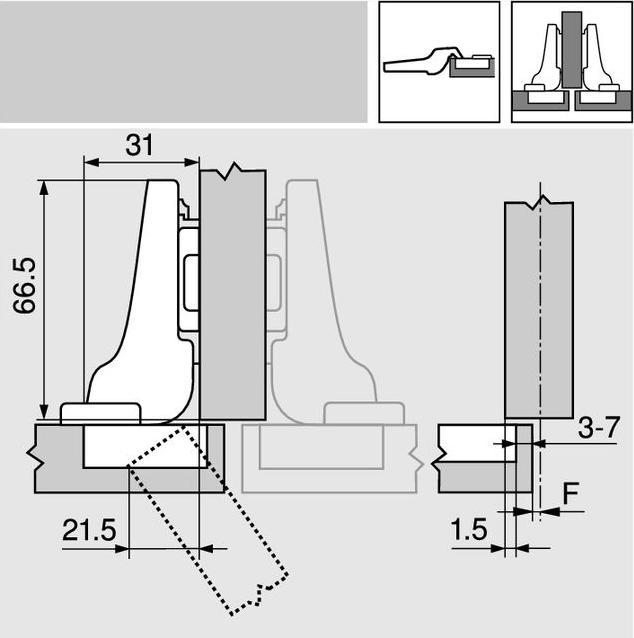 Produktbild Blum Topfbänder CLIP top BLUMOTION, Mittelband 110 °