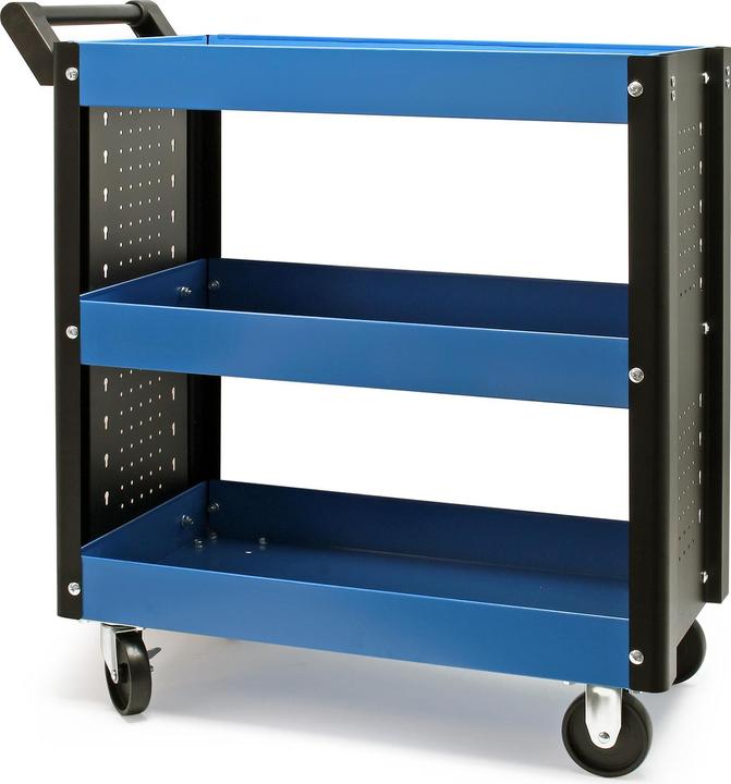 Wiltec Servante d‘atelier 3 Niveaux Poignée Roues plastique Frein Étagère Rangement Bord surélevé Chariot (1 x)