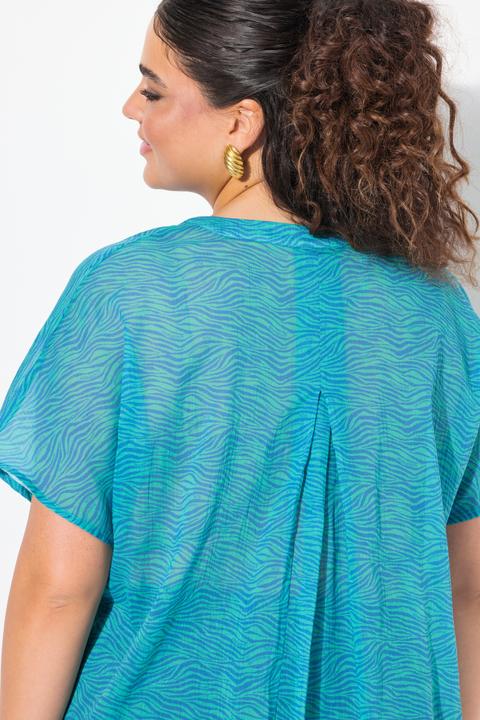 Produktbild Ulla Popken Bluse, Zebramuster, A-Linie, V-Ausschnitt, Halbarm (62)