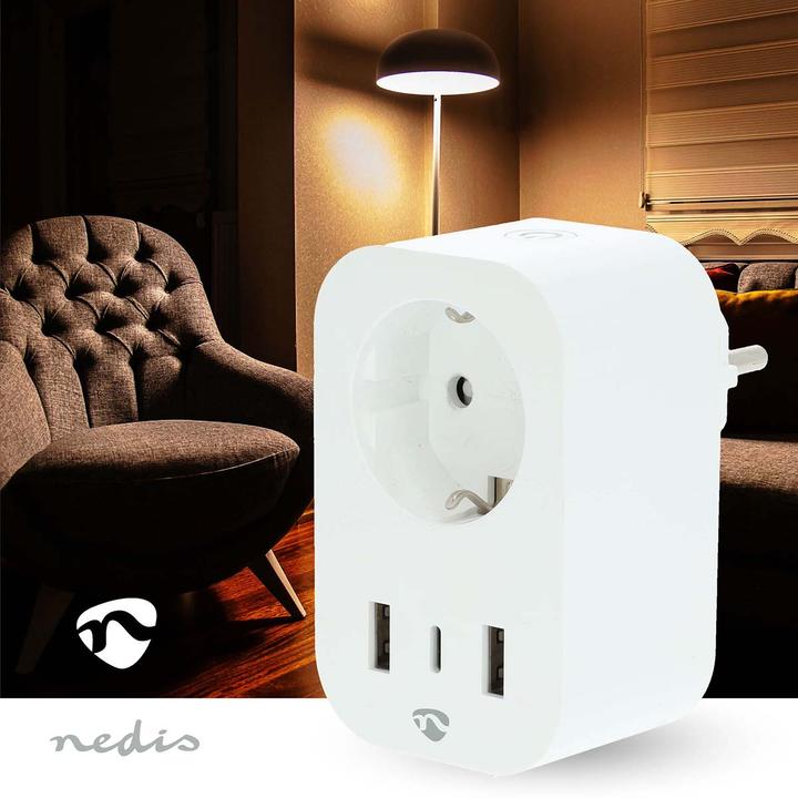 Produktbild Nedis SmartLife Smart Stecker Wi-Fi | Leistungsmesser | 3680 W | Type F (CEE 7/7) / 1x USB-C™ / 2x U