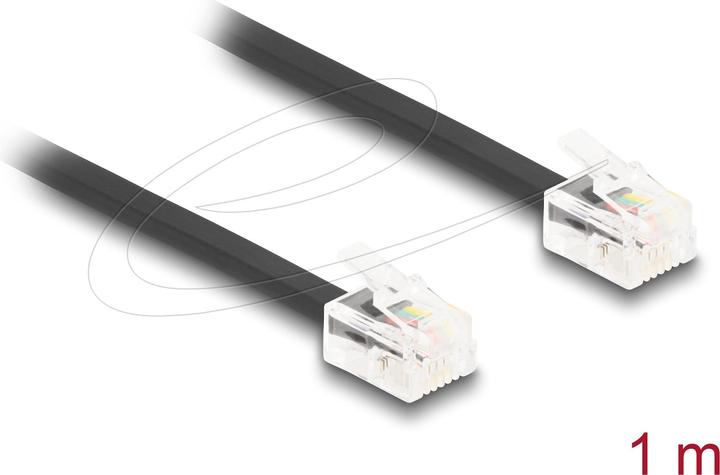 Actual product image Delock Telephone cable RJ11 plug to RJ11 plug black 1 m