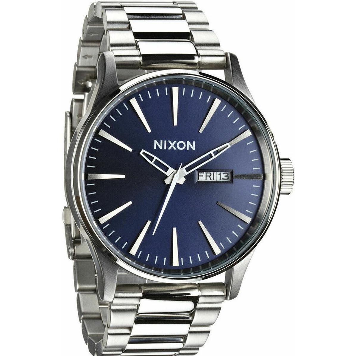 Nixon, Orologio da polso, Sentry SS Blue Sunray, Argento, (Orologio da polso analogico, 42 mm)