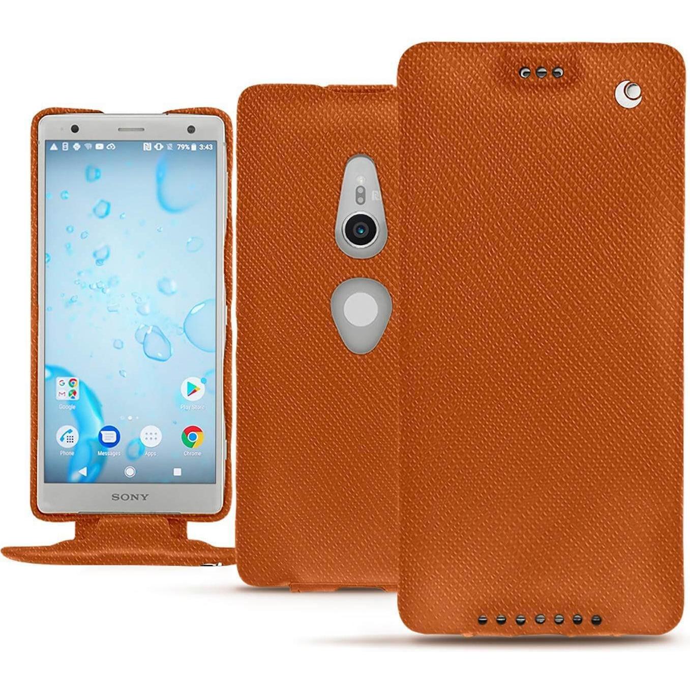 Thumbnail - Noreve Lederschutzhülle vertikal (Sony Xperia XZ2), Smartphone Hülle, Orange