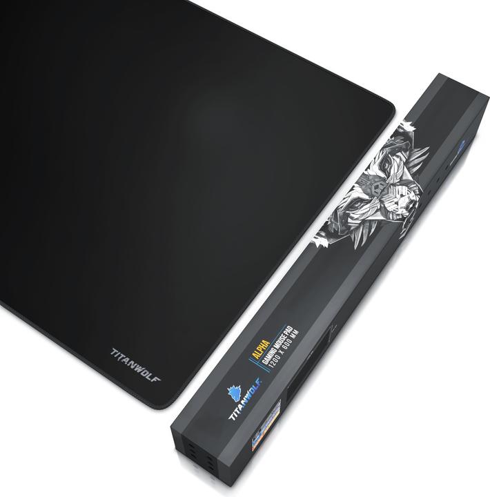Produktbild Titanwolf Gaming Mauspad, XXXL Speed Mausmatte 1200 x 600 mm, Geschwindigkeit & Präzision, Schriftzug Alpha (3XL)