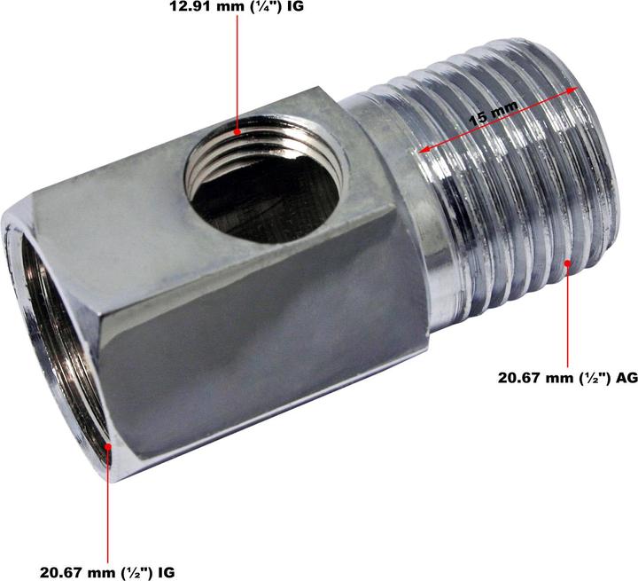 Produktbild Naturewater Wasserhahn Adapter Eckventil 20,6mm IG/AG (1/2") 12,91mm IG (1/4")