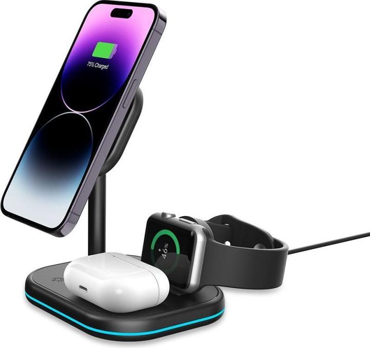 Produktbild Tech-Protect QI15W-A27 3in1 inductive charger with stand with MagSafe for smartphone / Apple Watch / (18 W)